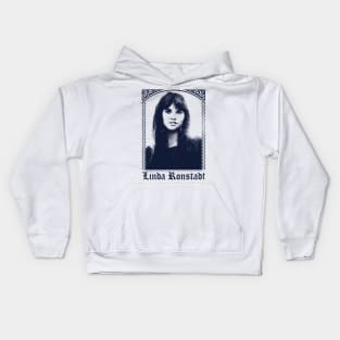 Linda Ronstadt / Faded Retro 1970s Style Fan Design Kids Hoodie